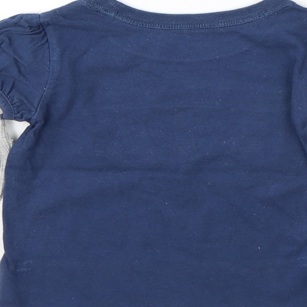 Gap Girls Blue Cotton Basic T-Shirt Size 18-24 Months Round Neck