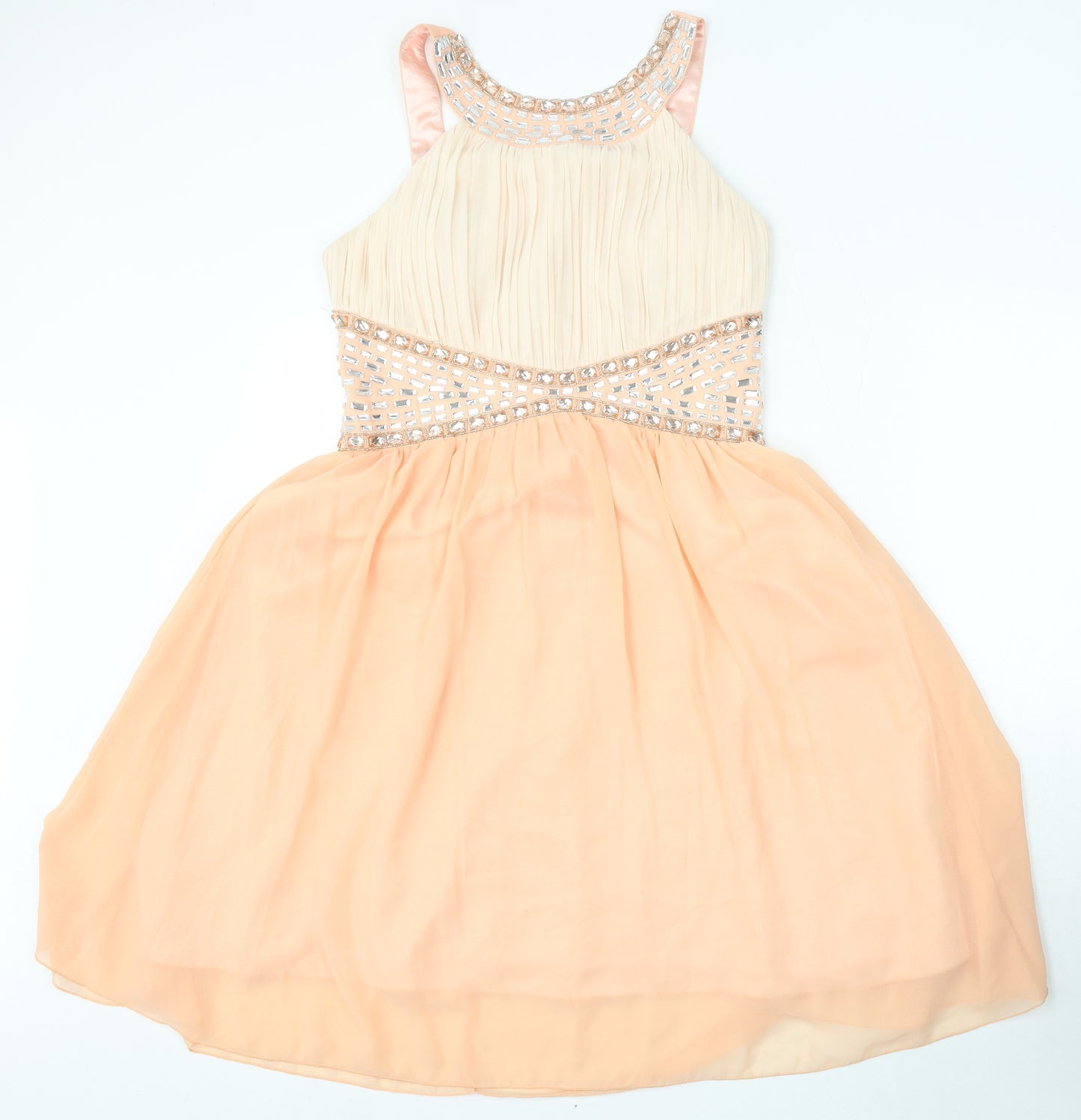 Quiz Womens Pink Polyester Skater Dress Size 16 Round Neck