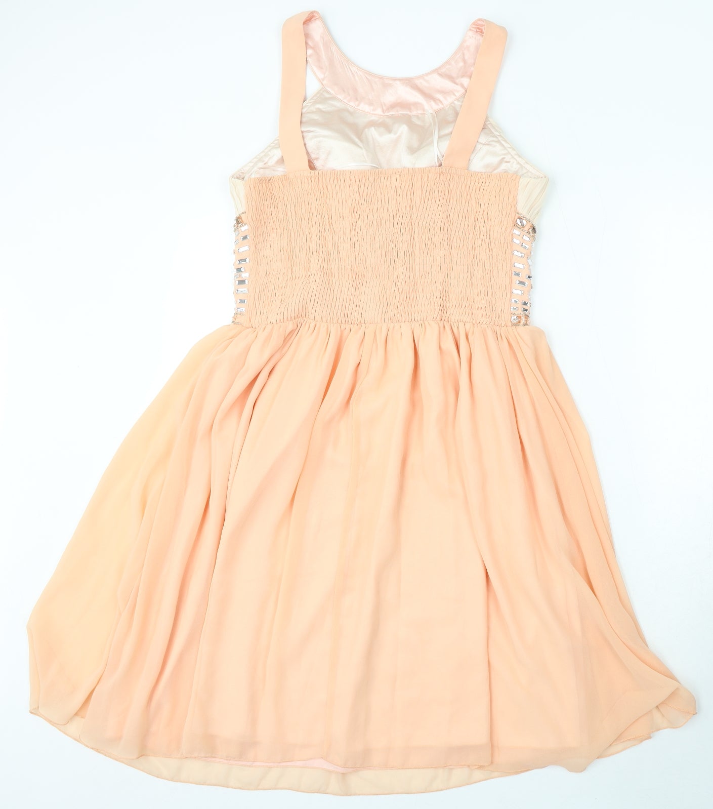 Quiz Womens Pink Polyester Skater Dress Size 16 Round Neck