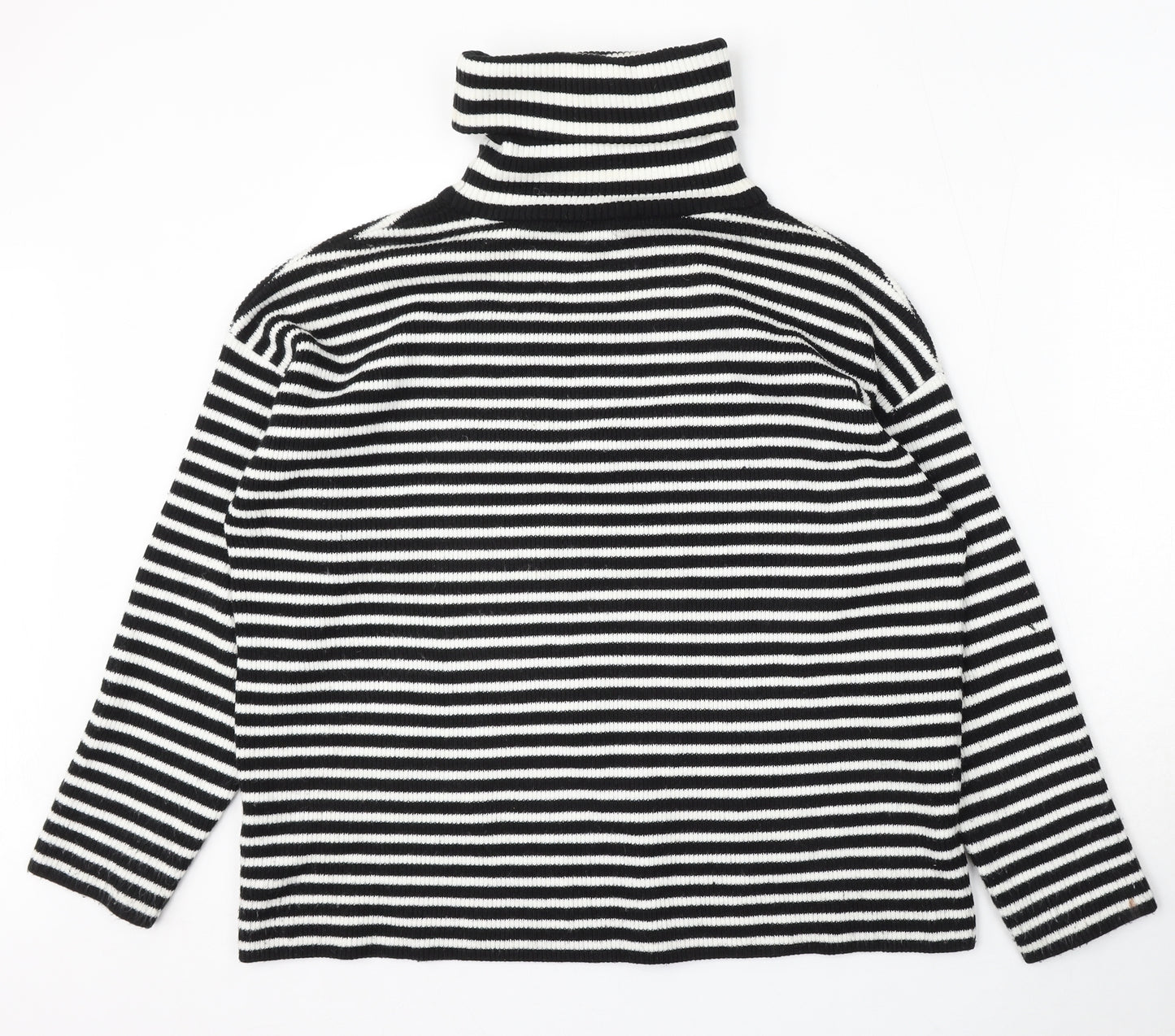 French Connection Womens Multicoloured Roll Neck Striped Cotton Pullover Jumper Size S