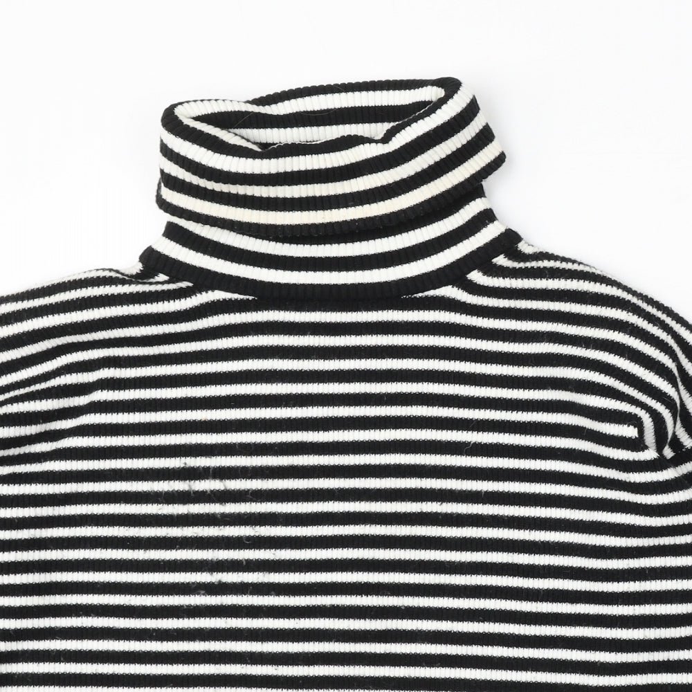 French Connection Womens Multicoloured Roll Neck Striped Cotton Pullover Jumper Size S