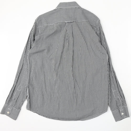 Crew Clothing Mens Black Check Cotton Button-Up Size M Collared Button