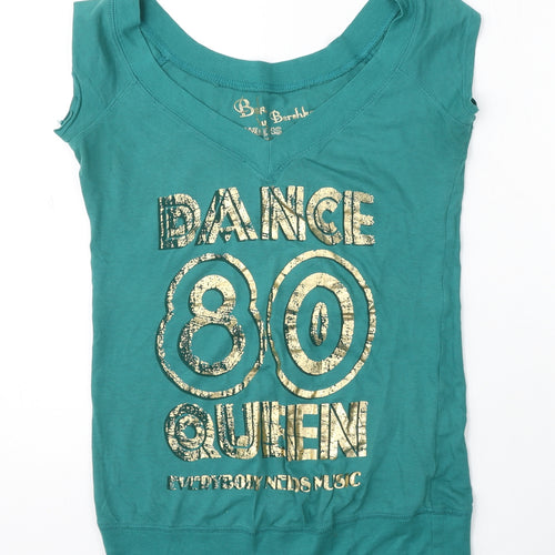 Bershka Womens Green Cotton Basic Tank Size S V-Neck - Dance 80's Queen