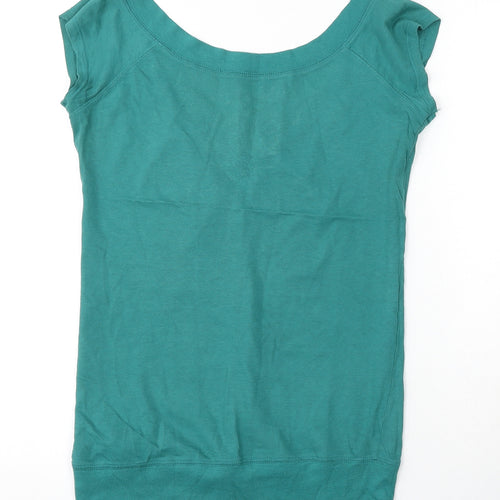 Bershka Womens Green Cotton Basic Tank Size S V-Neck - Dance 80's Queen