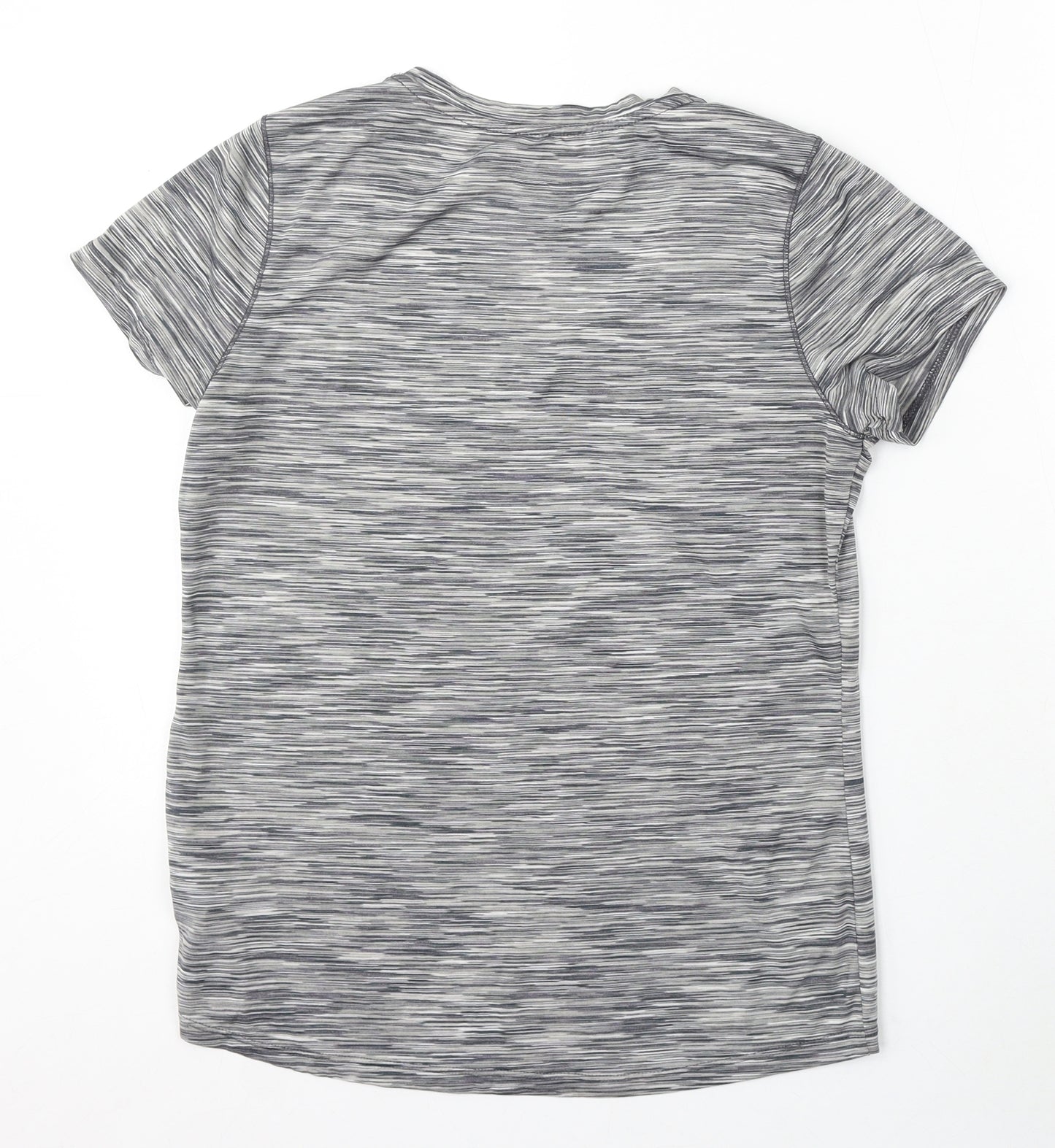 RBX Womens Grey Striped Polyester Basic T-Shirt Size M V-Neck