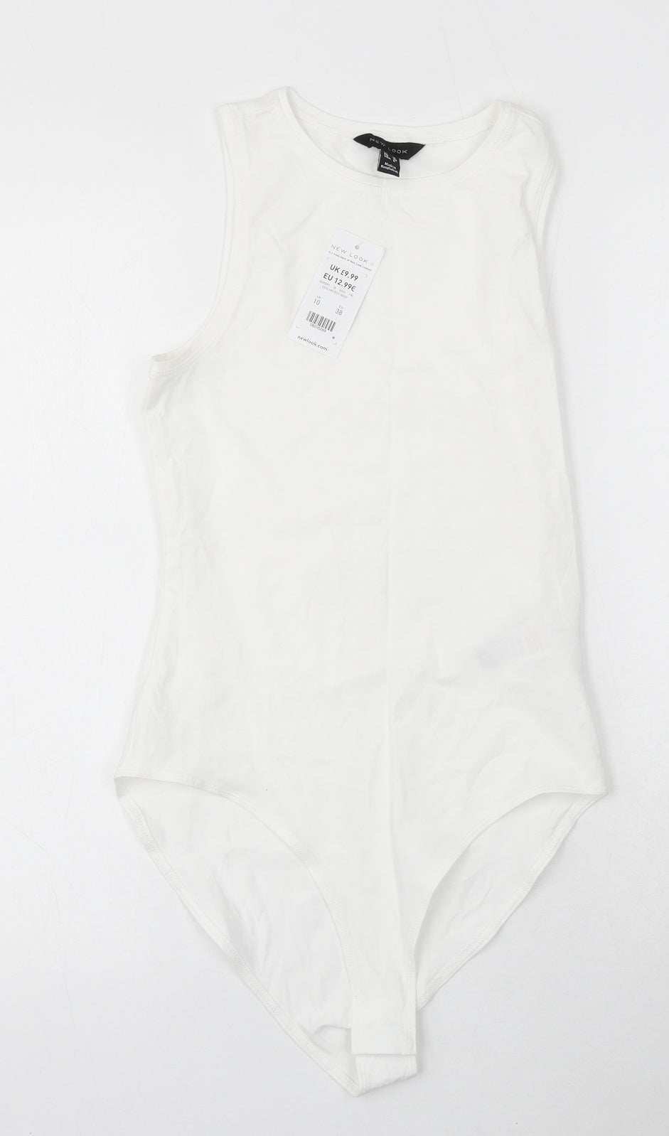 New Look Womens White Cotton Playsuit One-Piece Size 10 Snap