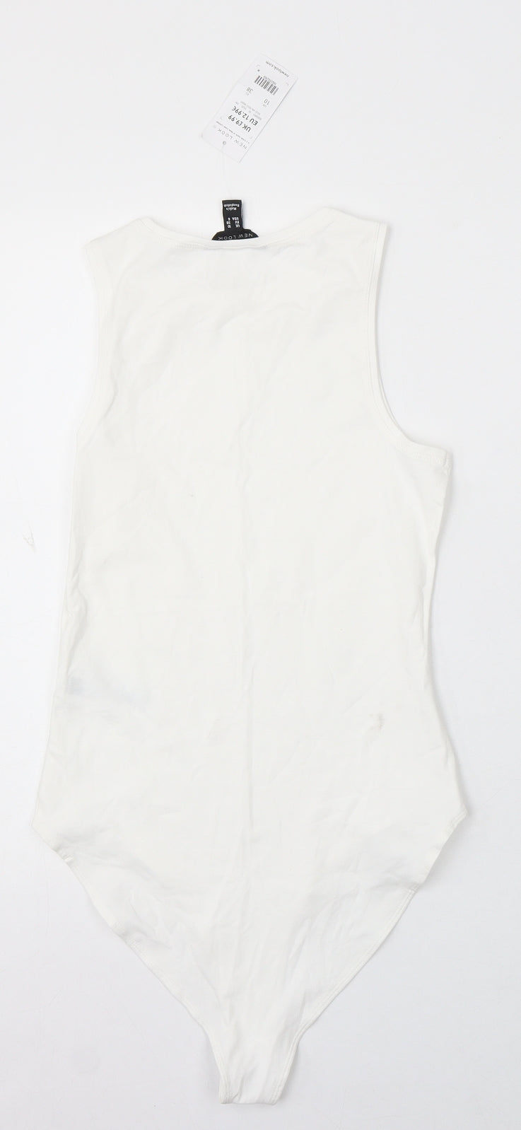 New Look Womens White Cotton Playsuit One-Piece Size 10 Snap