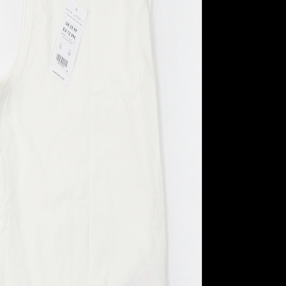 New Look Womens White Cotton Playsuit One-Piece Size 10 Snap
