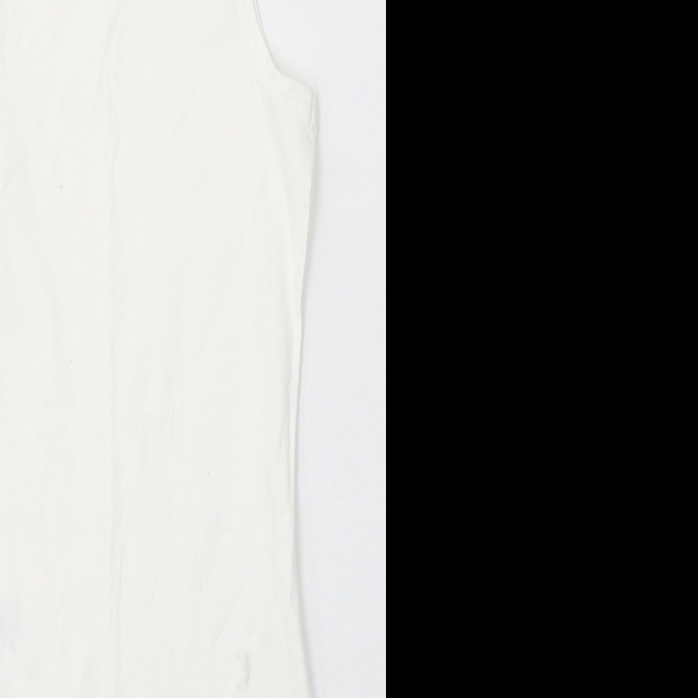 New Look Womens White Cotton Playsuit One-Piece Size 10 Snap