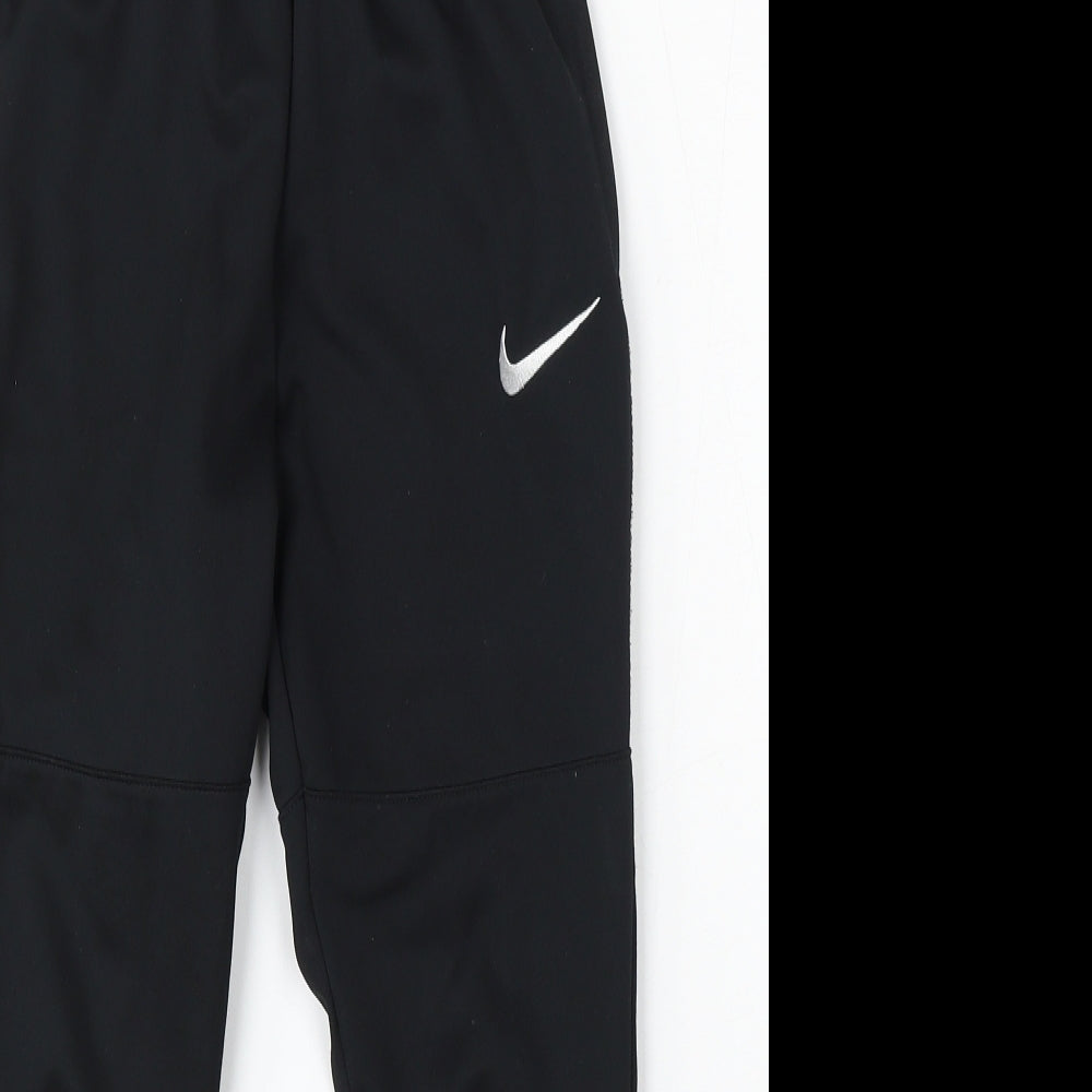 Nike Boys Black Polyester Jogger Trousers Size 8-9 Years Regular Drawstring - Dri Fit