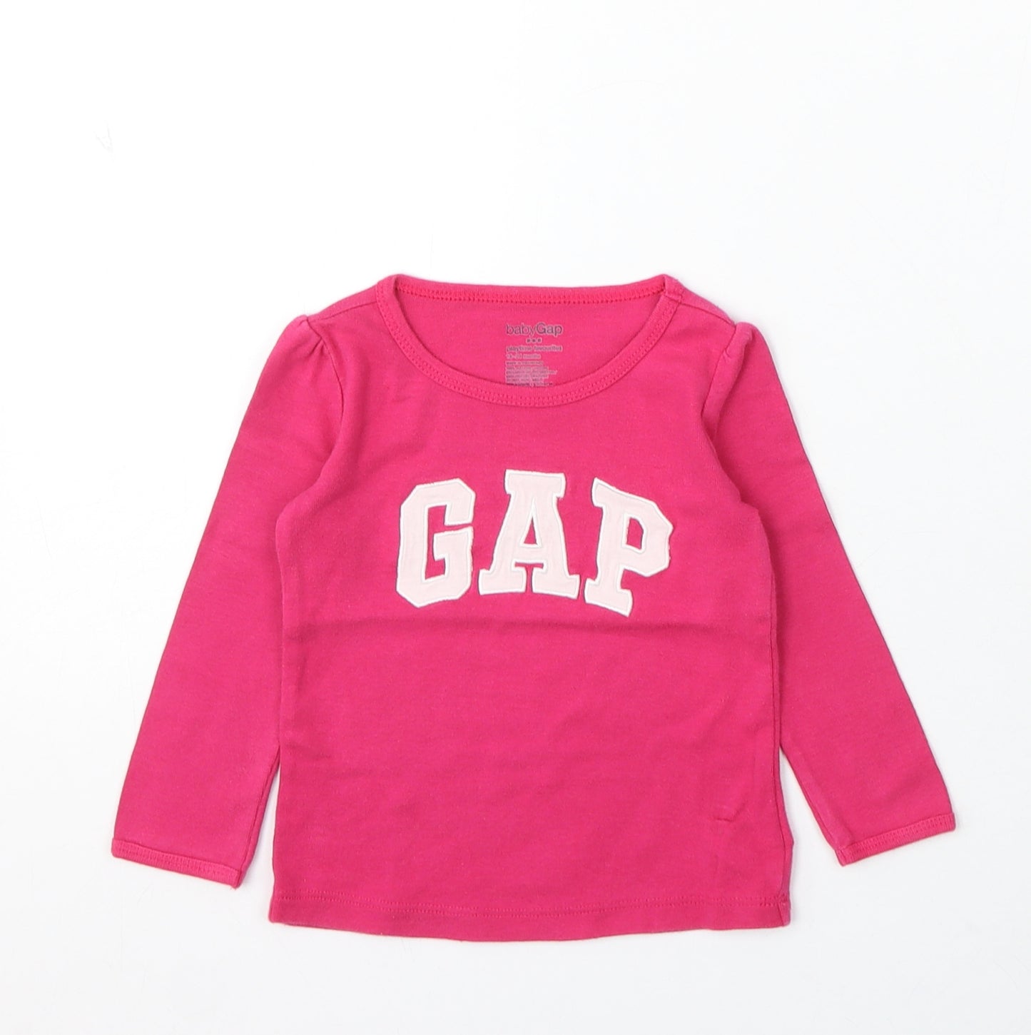 Gap Girls Pink Cotton Basic T-Shirt Size 18-24 Months Round Neck