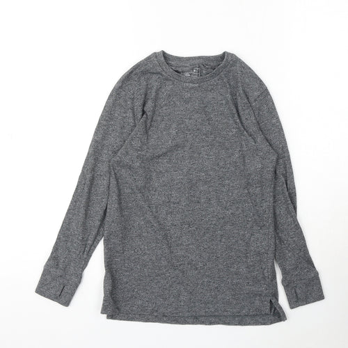 NEXT Girls Grey Cotton Basic T-Shirt Size 7 Years Round Neck