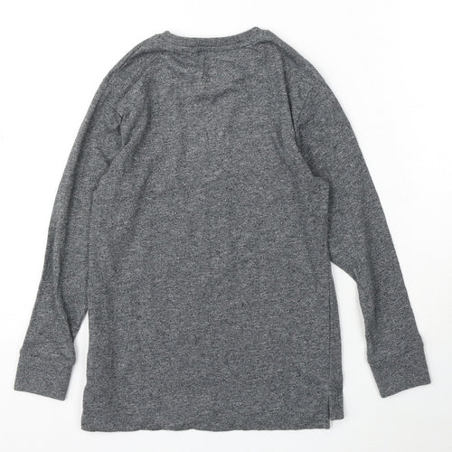 NEXT Girls Grey Cotton Basic T-Shirt Size 7 Years Round Neck