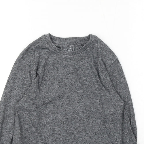 NEXT Girls Grey Cotton Basic T-Shirt Size 7 Years Round Neck