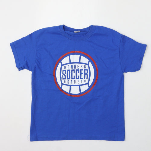 Rangers Boys Blue Cotton Basic T-Shirt Size 7-8 Years Round Neck - Rangers FC Academy