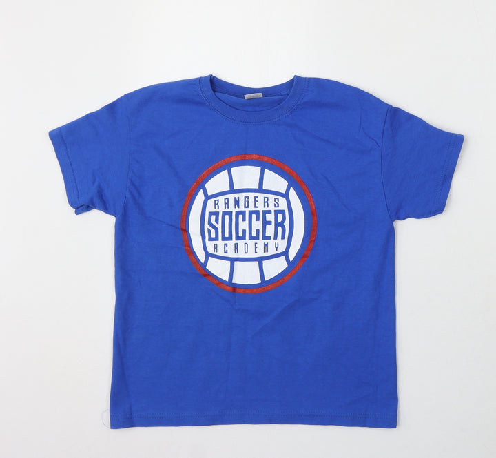 Rangers Boys Blue Cotton Basic T-Shirt Size 7-8 Years Round Neck - Rangers FC Academy