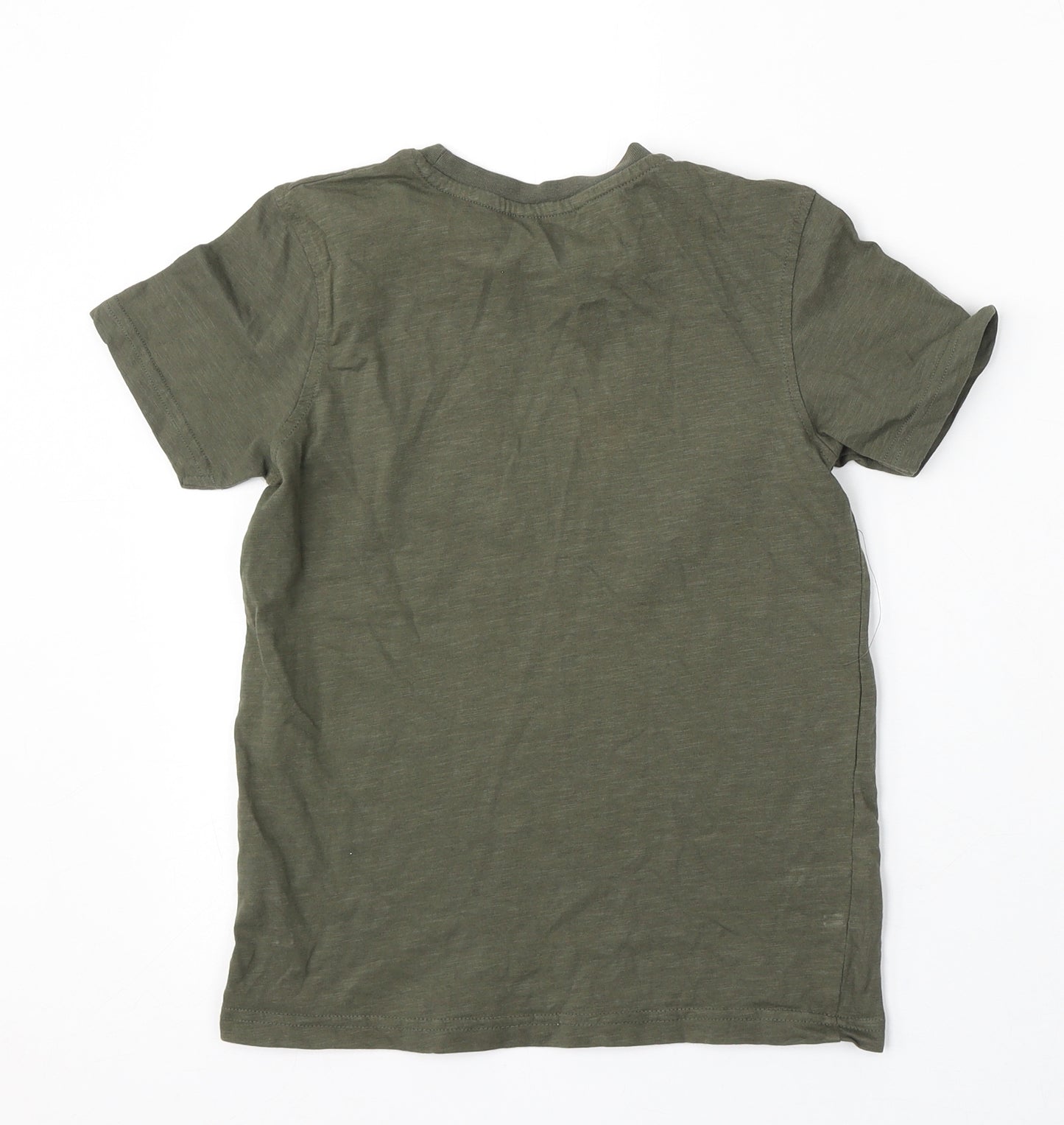 George Boys Green Cotton Basic T-Shirt Size 8-9 Years Round Neck