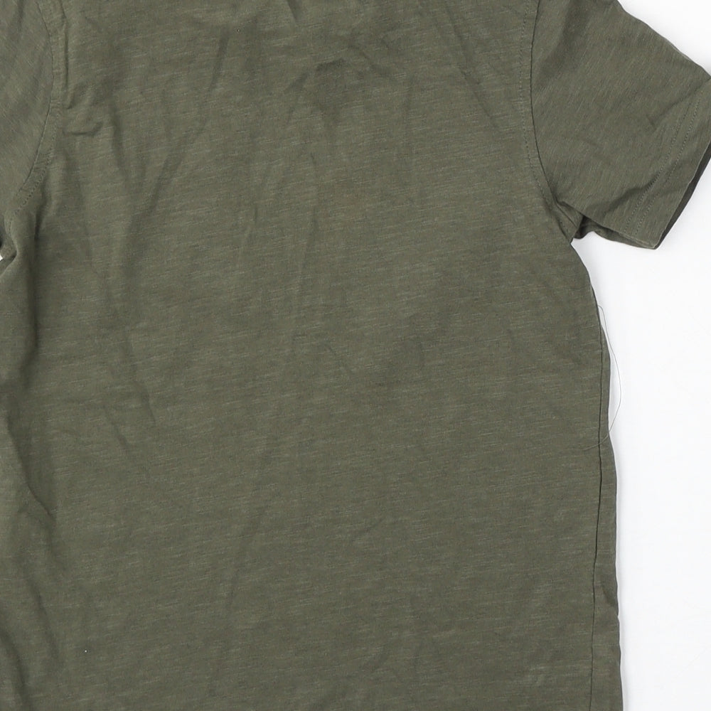 George Boys Green Cotton Basic T-Shirt Size 8-9 Years Round Neck