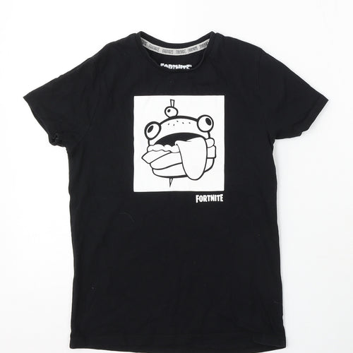 Primark Boys Black Cotton Basic T-Shirt Size S Round Neck - Fortnite
