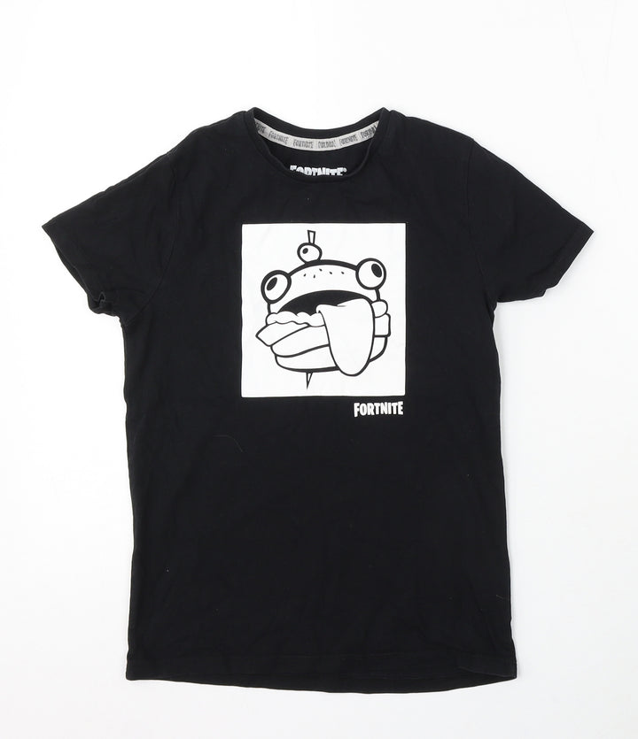 Primark Boys Black Cotton Basic T-Shirt Size S Round Neck - Fortnite