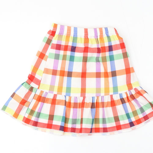 Preworn Girls Multicoloured Check Polyester Skater Skirt Size 2-3 Years Regular