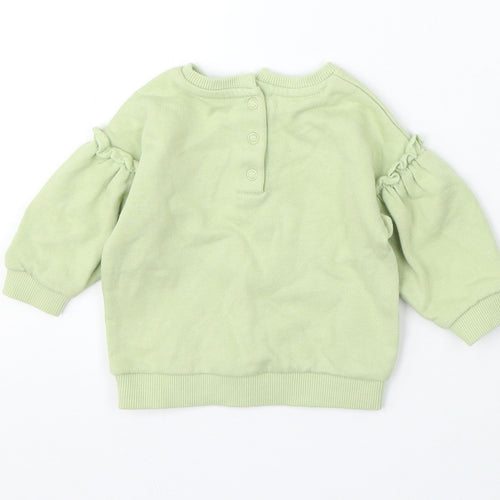George Girls Green Cotton Pullover Jumper Size 0-3 Months - Flowers Grown With Love