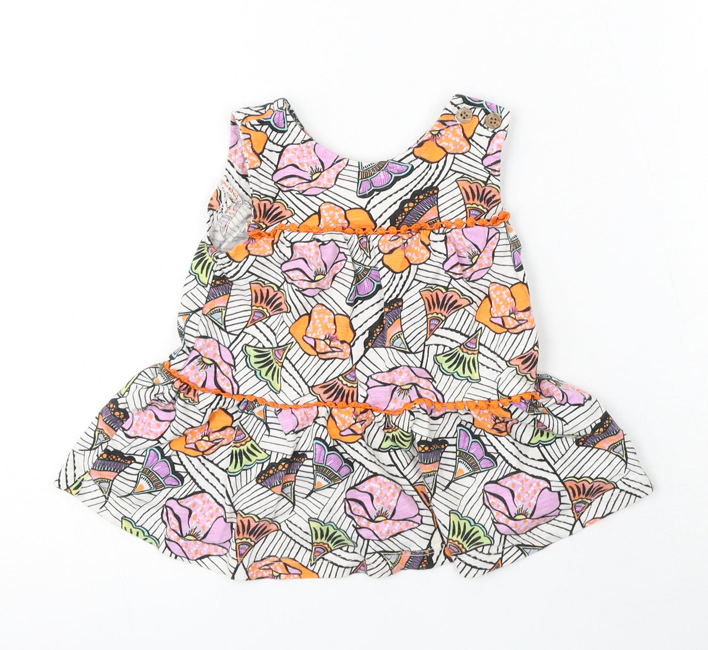 NEXT Girls Multicoloured Floral Cotton Skater Dress Size 9-12 Months Round Neck