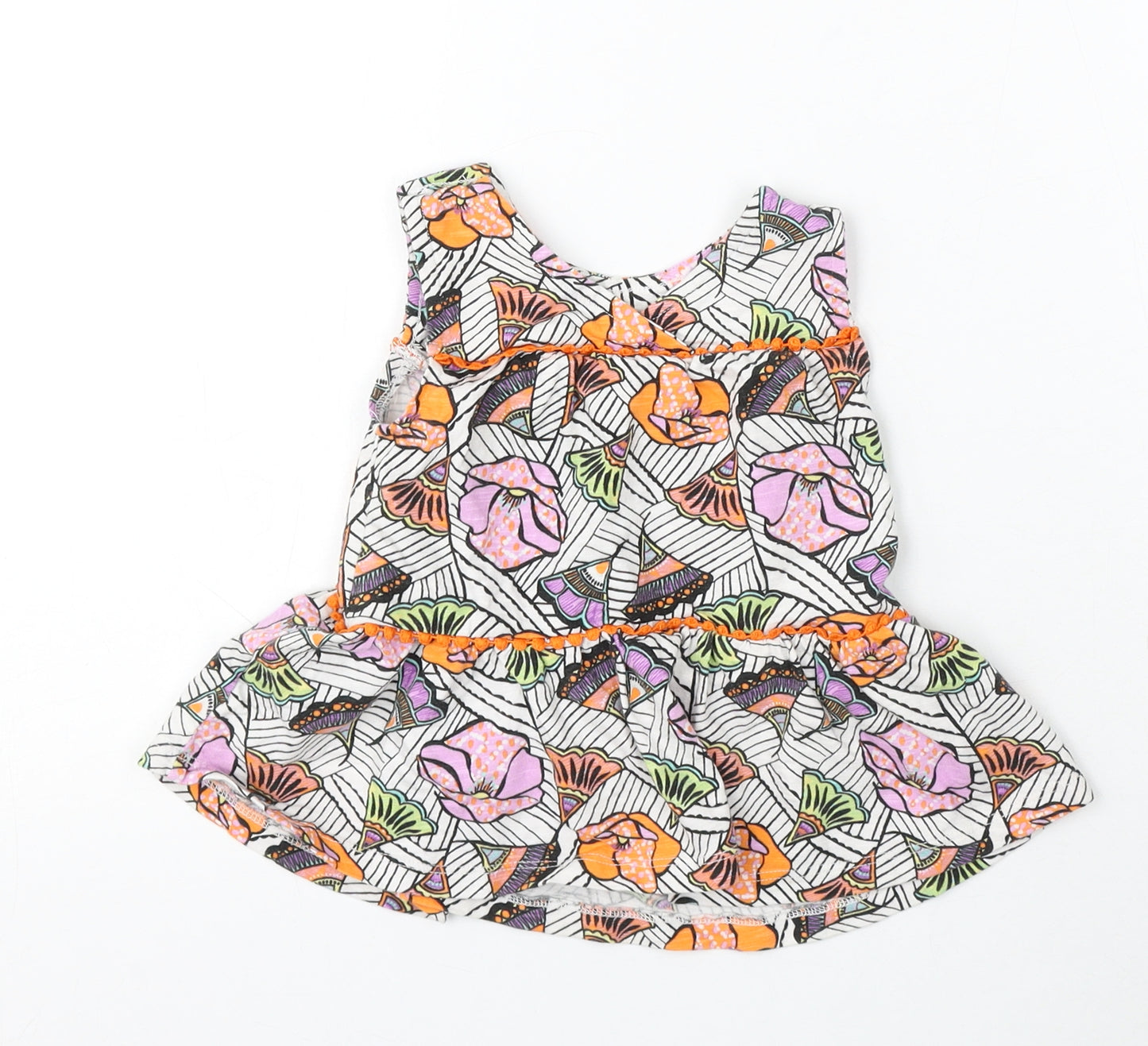 NEXT Girls Multicoloured Floral Cotton Skater Dress Size 9-12 Months Round Neck