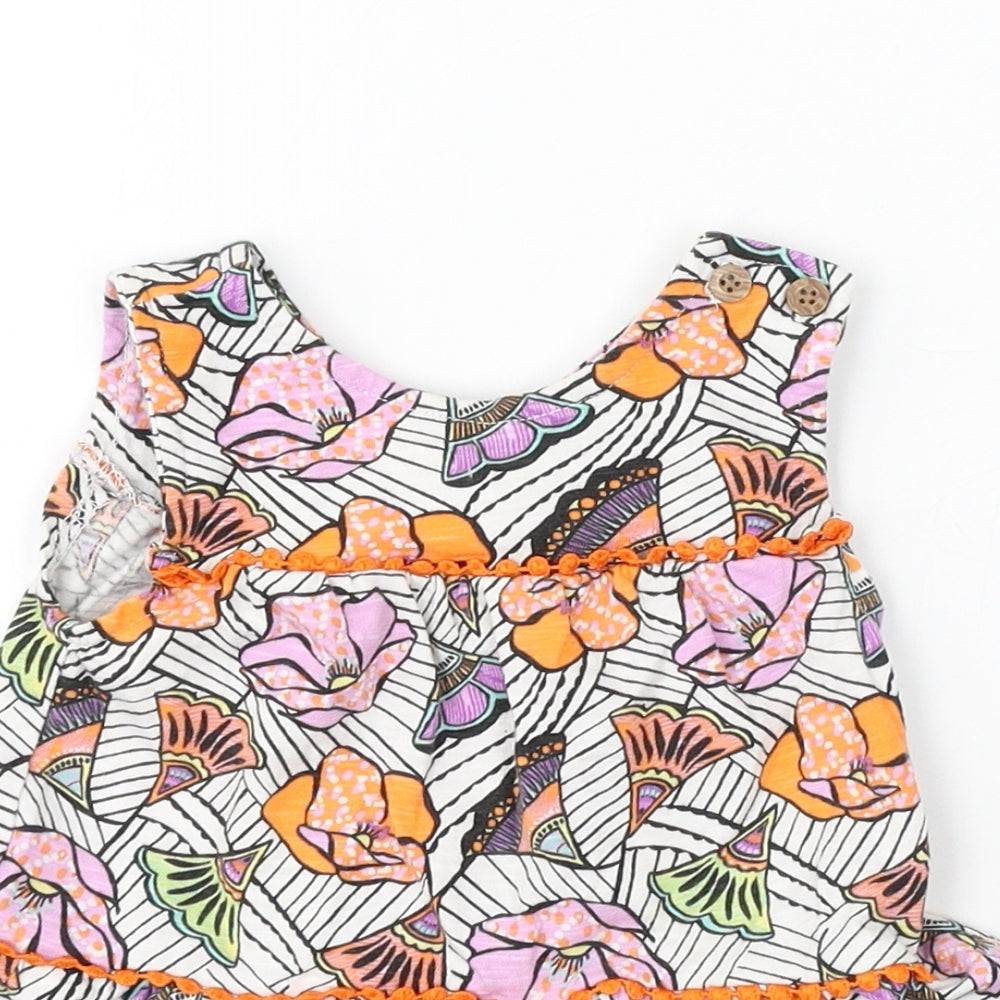 NEXT Girls Multicoloured Floral Cotton Skater Dress Size 9-12 Months Round Neck