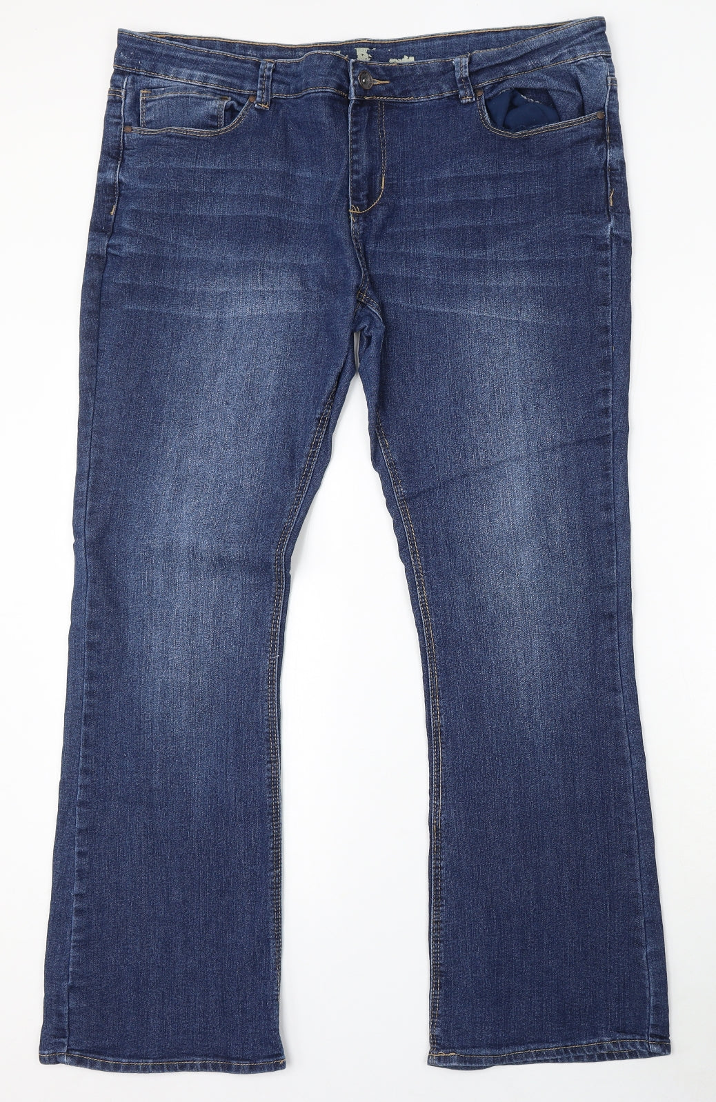 Denim & Co. Womens Blue Cotton Bootcut Jeans Size 18 L32 in Regular Button
