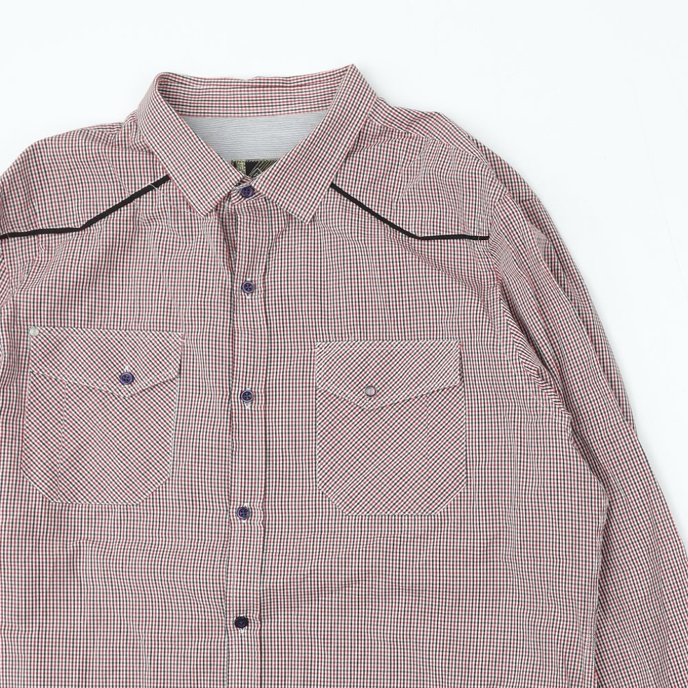 Risa Mens Multicoloured Check Polyester Button-Up Size XL Collared Button