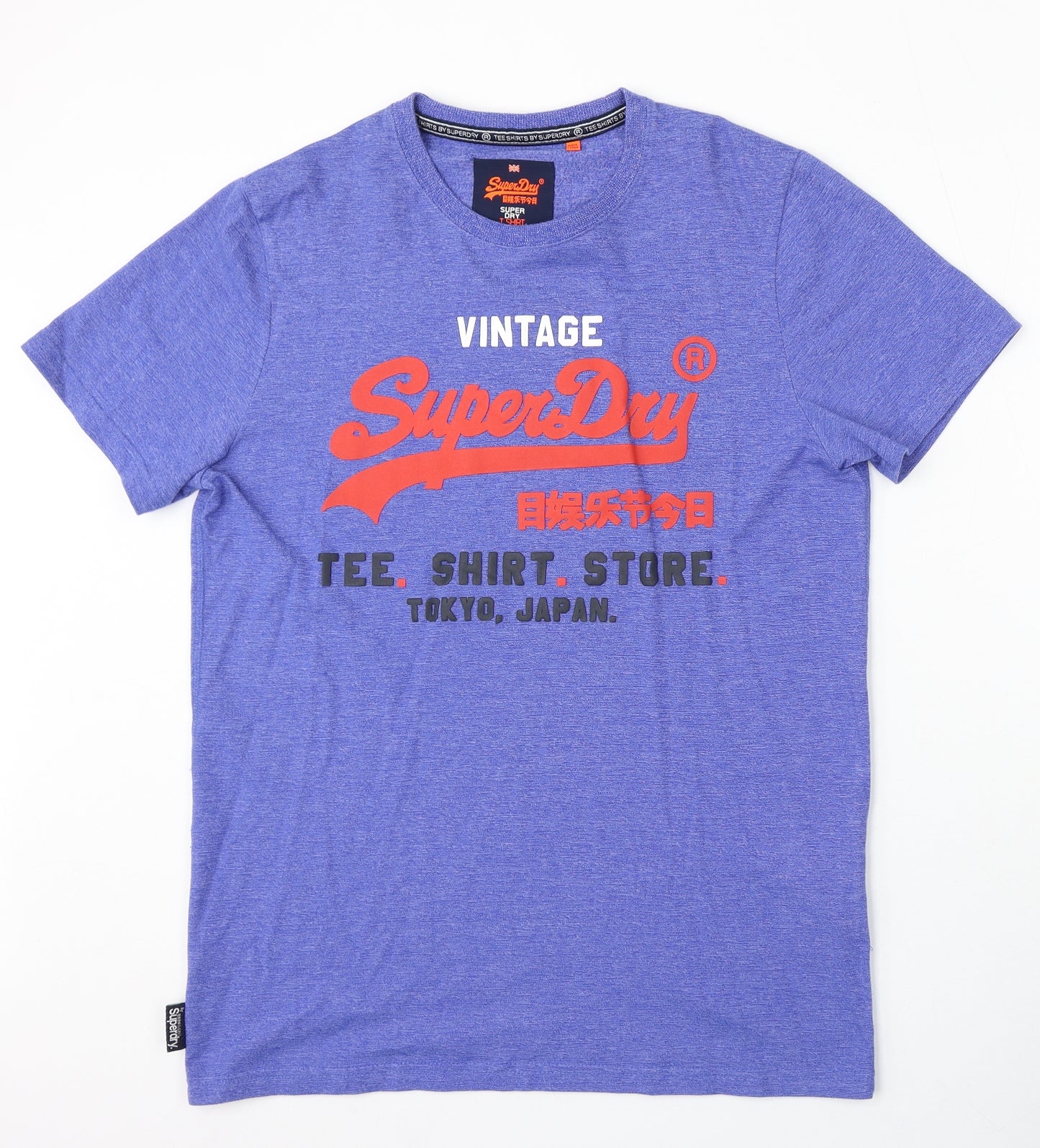 Superdry Mens Blue Cotton T-Shirt Size XL Round Neck