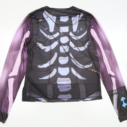 Fortnite Boys Black Neoprene Basic T-Shirt Size M Round Neck - Bones. Thumb Holes