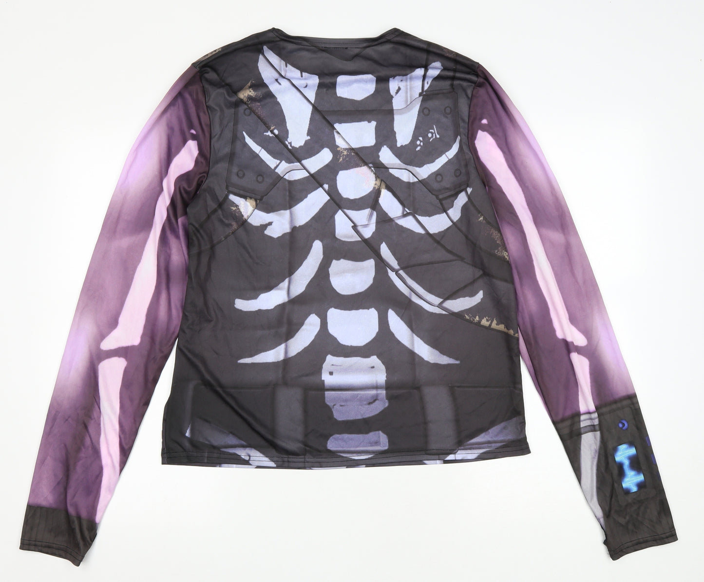 Fortnite Boys Black Neoprene Basic T-Shirt Size M Round Neck - Bones. Thumb Holes