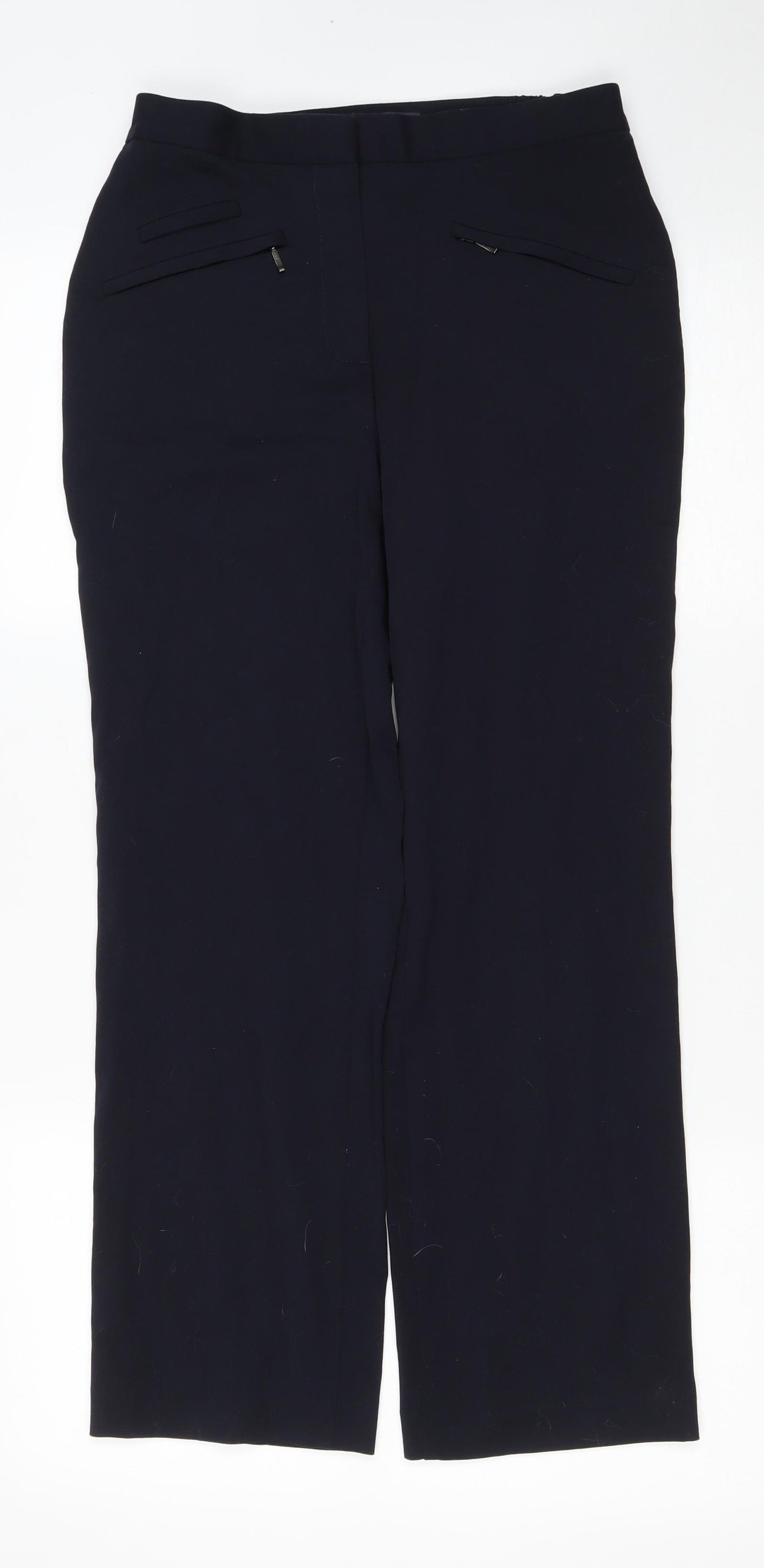 Marks and Spencer Womens Blue Viscose Dress Pants Trousers Size 8 L25 in Regular Zip