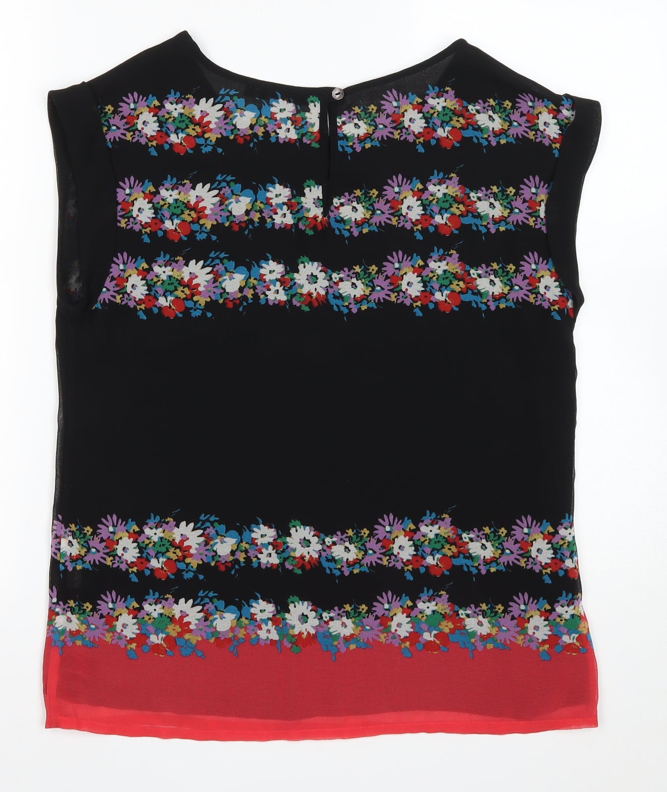Oasis Womens Black Floral Polyester Basic Blouse Size 10 Boat Neck