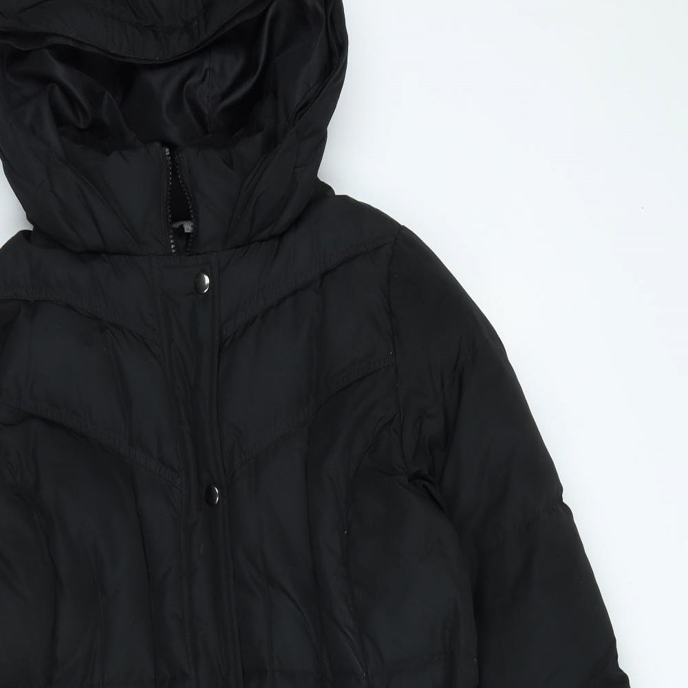 Marks and Spencer Womens Black Quilted Coat Size L Zip