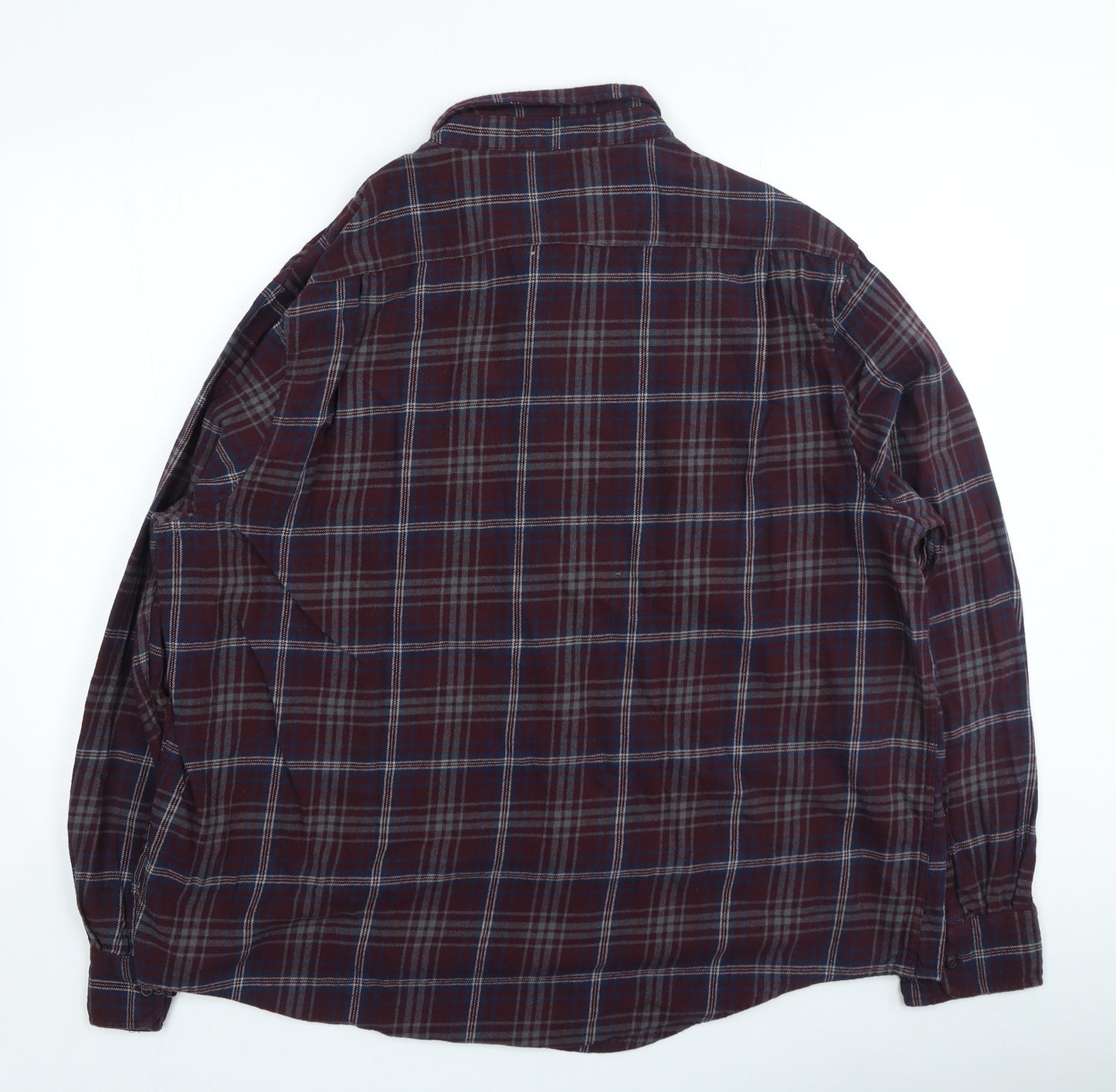 Dunnes Stores Mens Purple Plaid Cotton Button-Up Size 3XL Collared Button