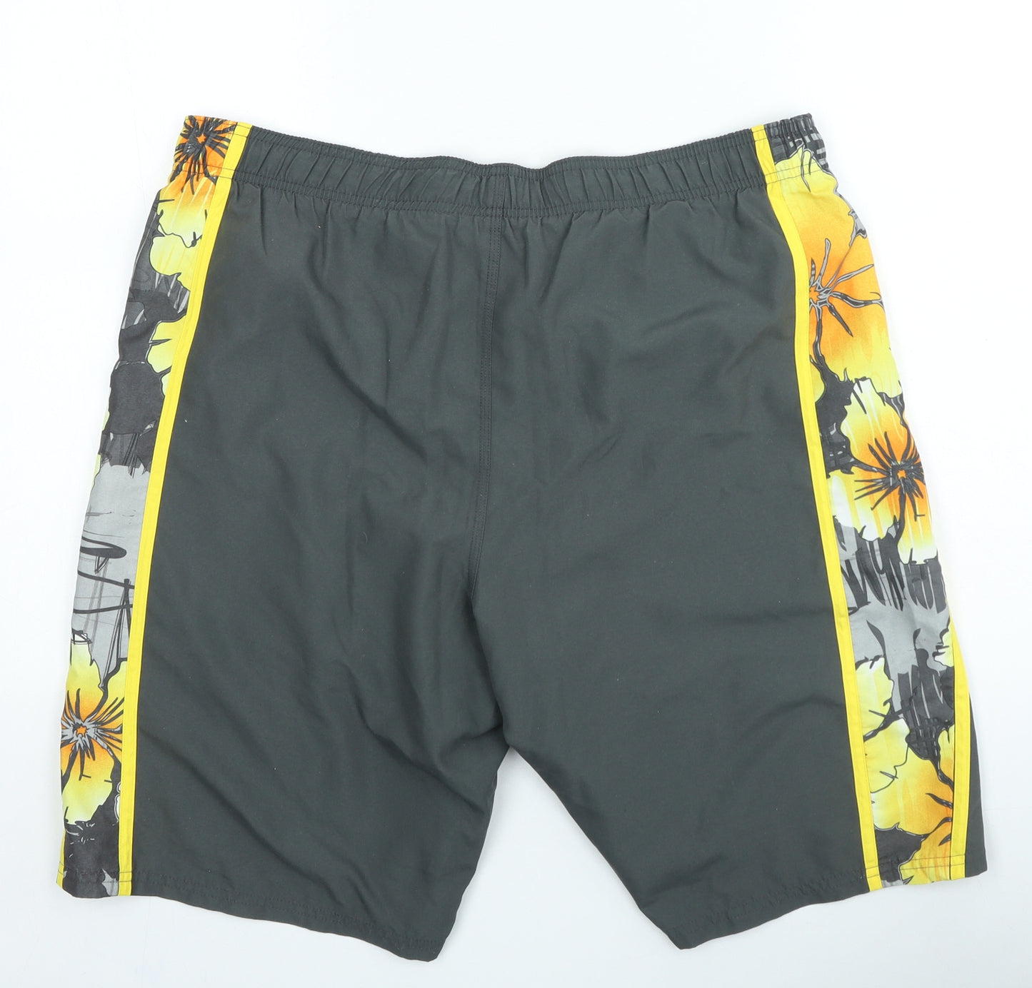 Nike Mens Grey Floral Polyester Sweat Shorts Size L L6 in Regular Drawstring