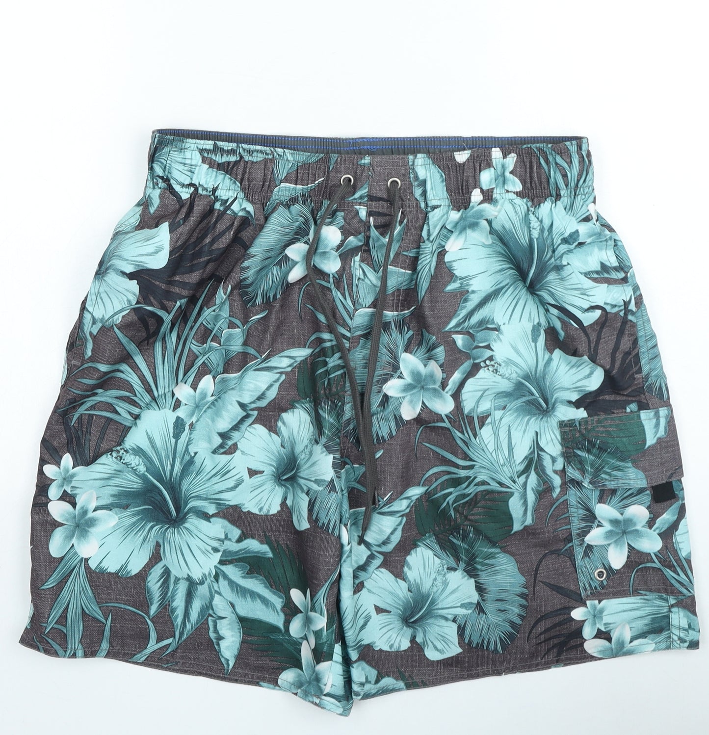 Preworn Mens Multicoloured Floral Polyester Sweat Shorts Size 30 in L6 in Regular Drawstring