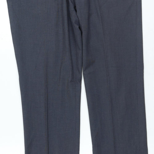 Perry Ellis Mens Grey Cotton Trousers Size 38 in L26 in Regular Zip