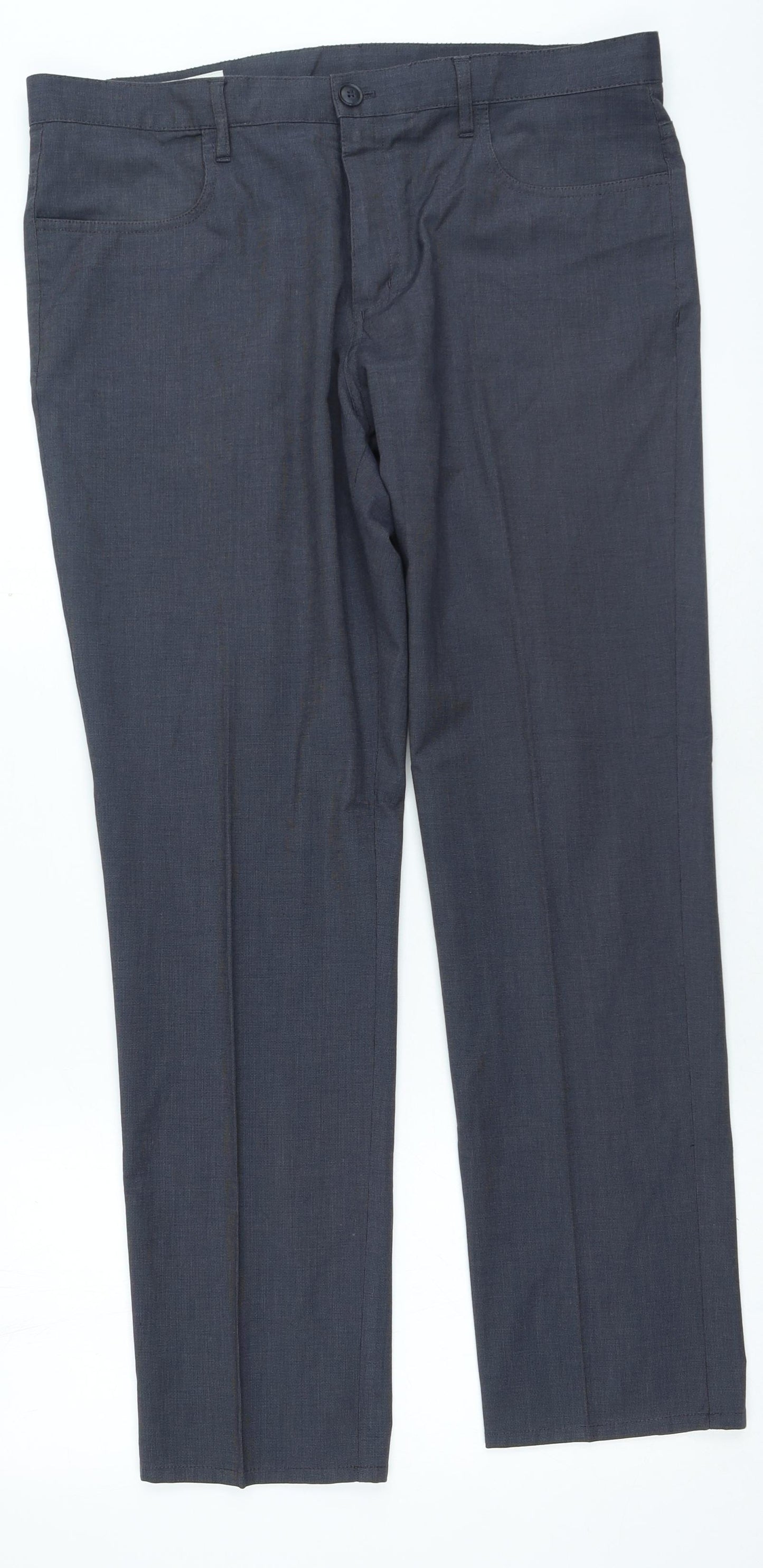 Perry Ellis Mens Grey Cotton Trousers Size 38 in L26 in Regular Zip