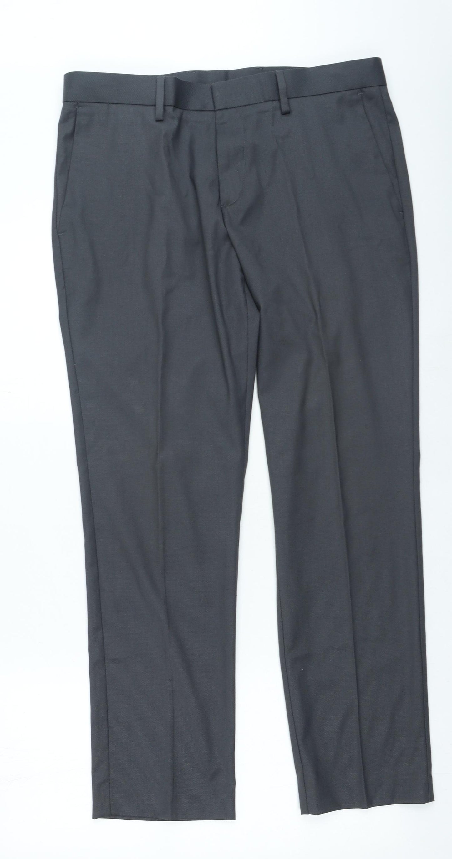 Perry Ellis Mens Grey Polyester Trousers Size 38 in L25 in Regular Zip