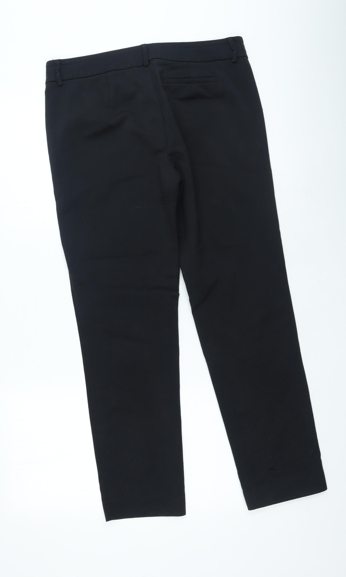 LUISA CERANO Womens Black Cotton Trousers Size 14 L26 in Regular Zip