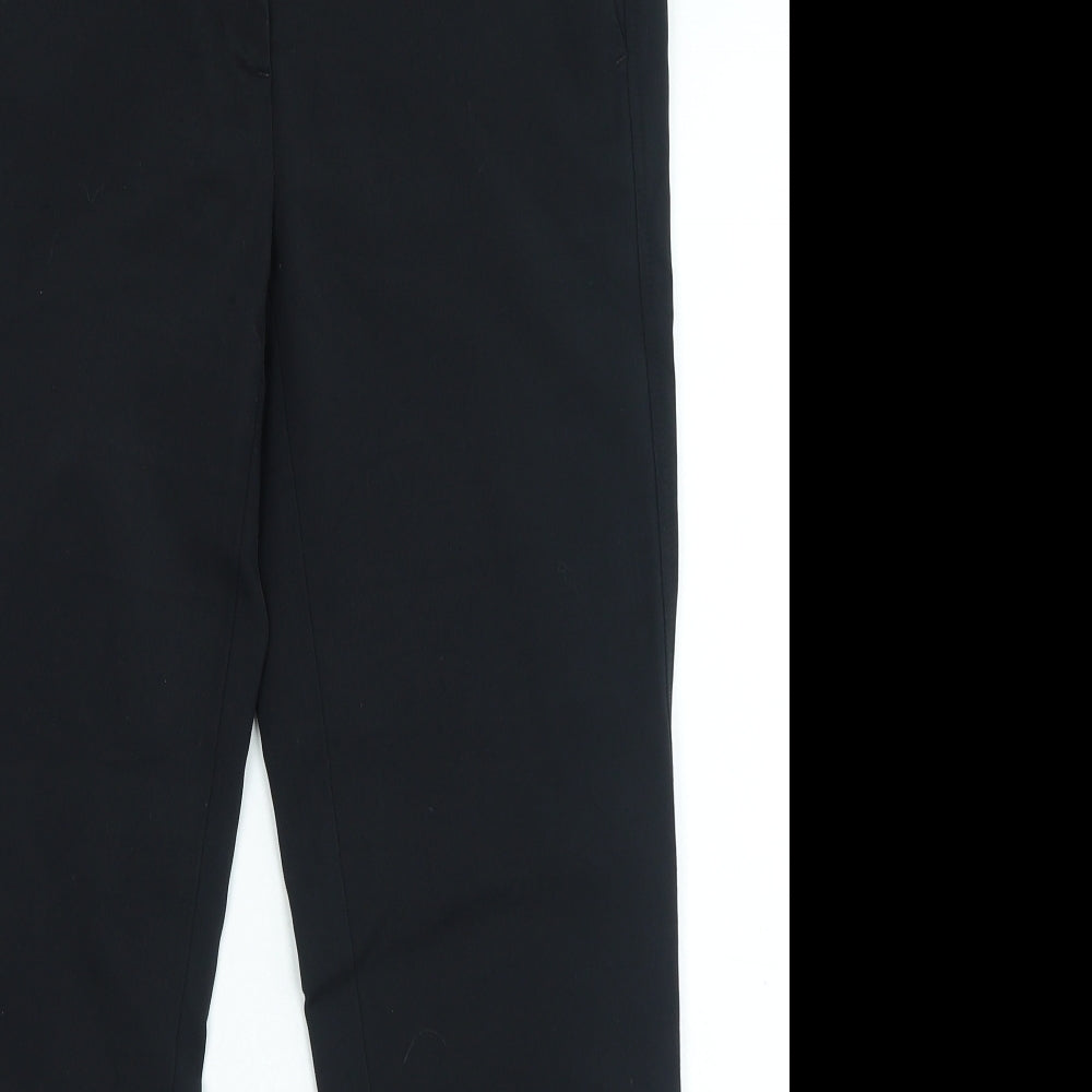 LUISA CERANO Womens Black Cotton Trousers Size 14 L26 in Regular Zip