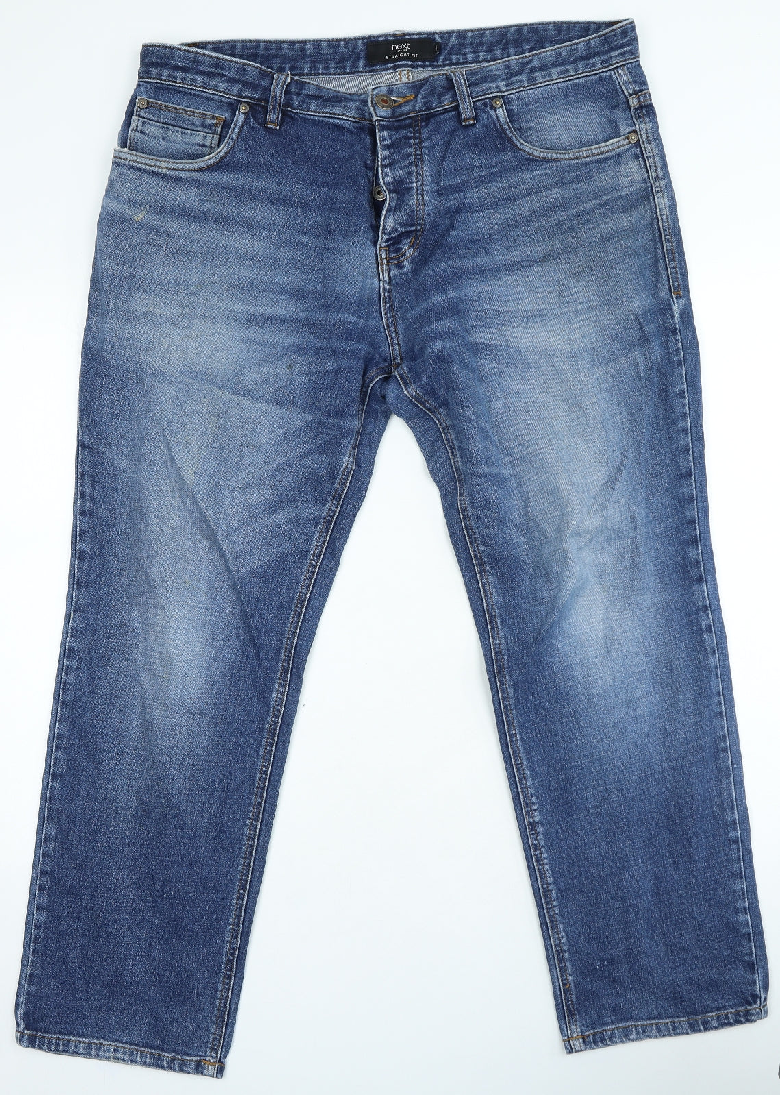 NEXT Mens Blue Cotton Straight Jeans Size 36 in L27 in Regular Zip