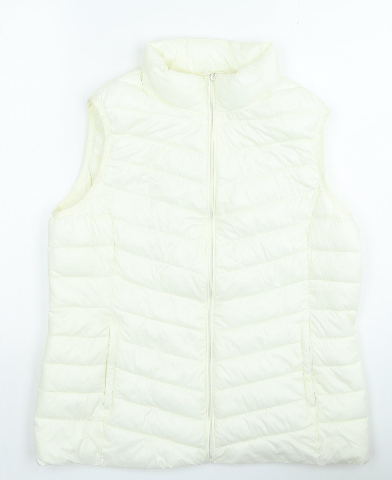 Dunnes Stores Womens White Gilet Coat Size M Zip