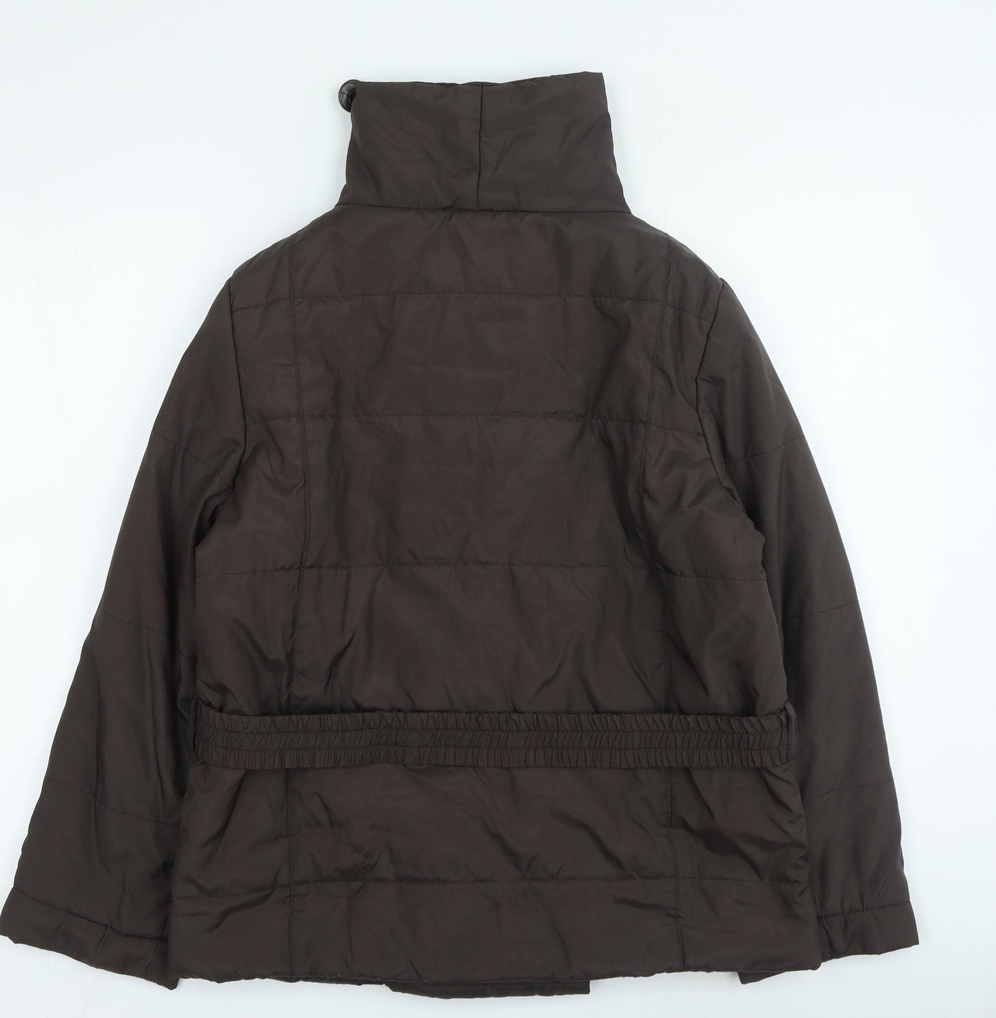 et vous Womens Brown Quilted Coat Size 16 Snap