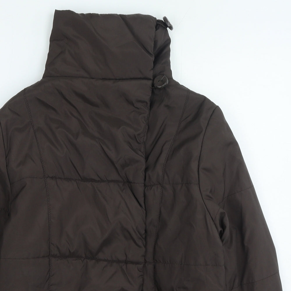 et vous Womens Brown Quilted Coat Size 16 Snap