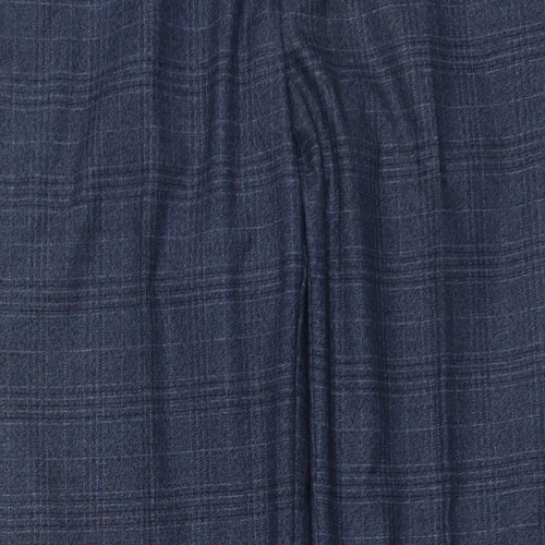 Marks and Spencer Mens Blue Plaid Polyester Trousers Size 34 L29 in Regular Zip